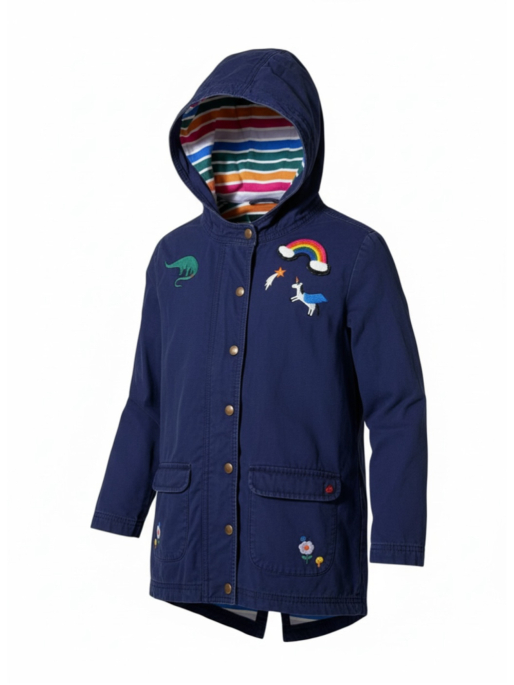 Hanna Andersson Navy Rainbow Unicorn Hooded Jacket Girls Size 8